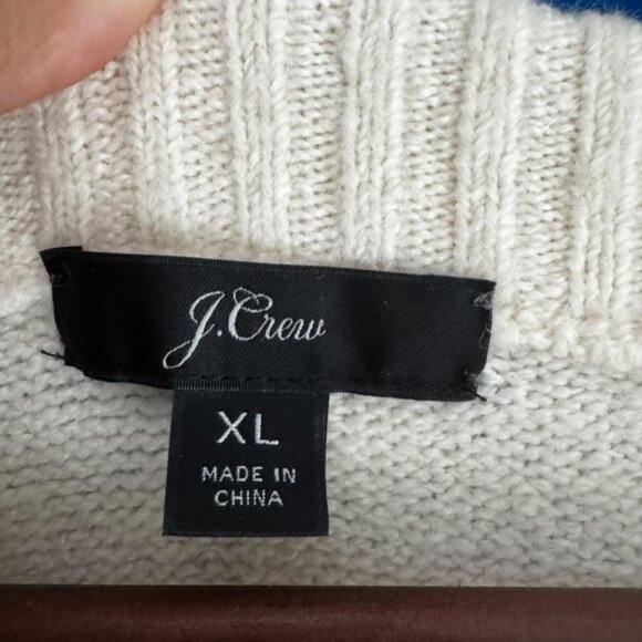 J Crew Sweater Womens White Merino Wool Blend Boyfriend Boxy Oversized - XL - Picture 4 of 10
